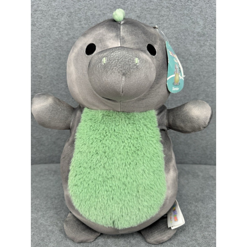 Squishmallows Hug Mees Xander Dinosaur Plush Green‎ Gray Stuffed Animal